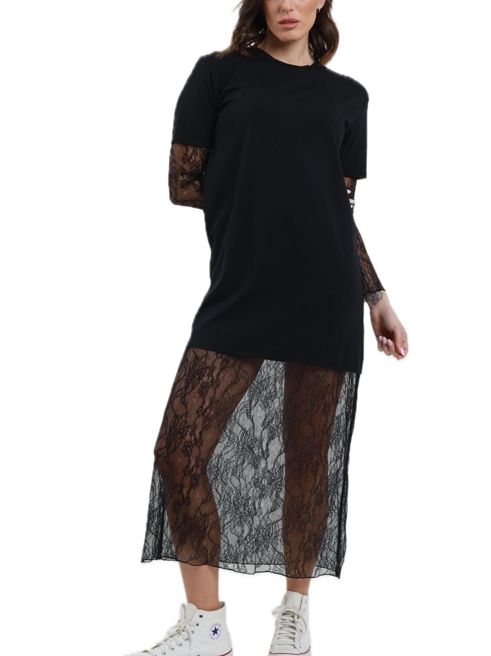 Susy Mix Abito C/pizzo Nero Donna » Chemise Imola