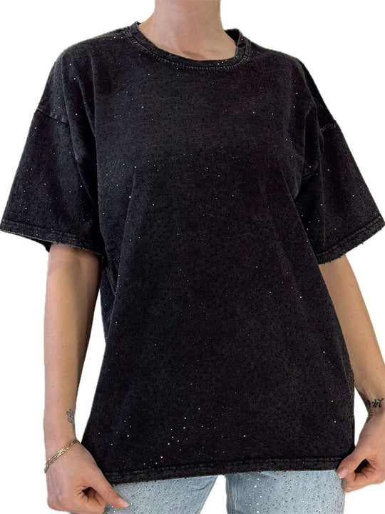 T-shirt Strass - Nero