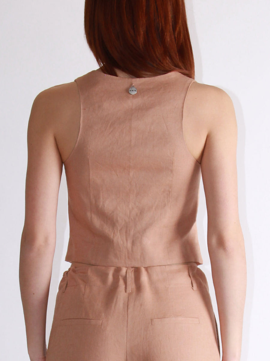 Gilet Lino - Cammello — 2