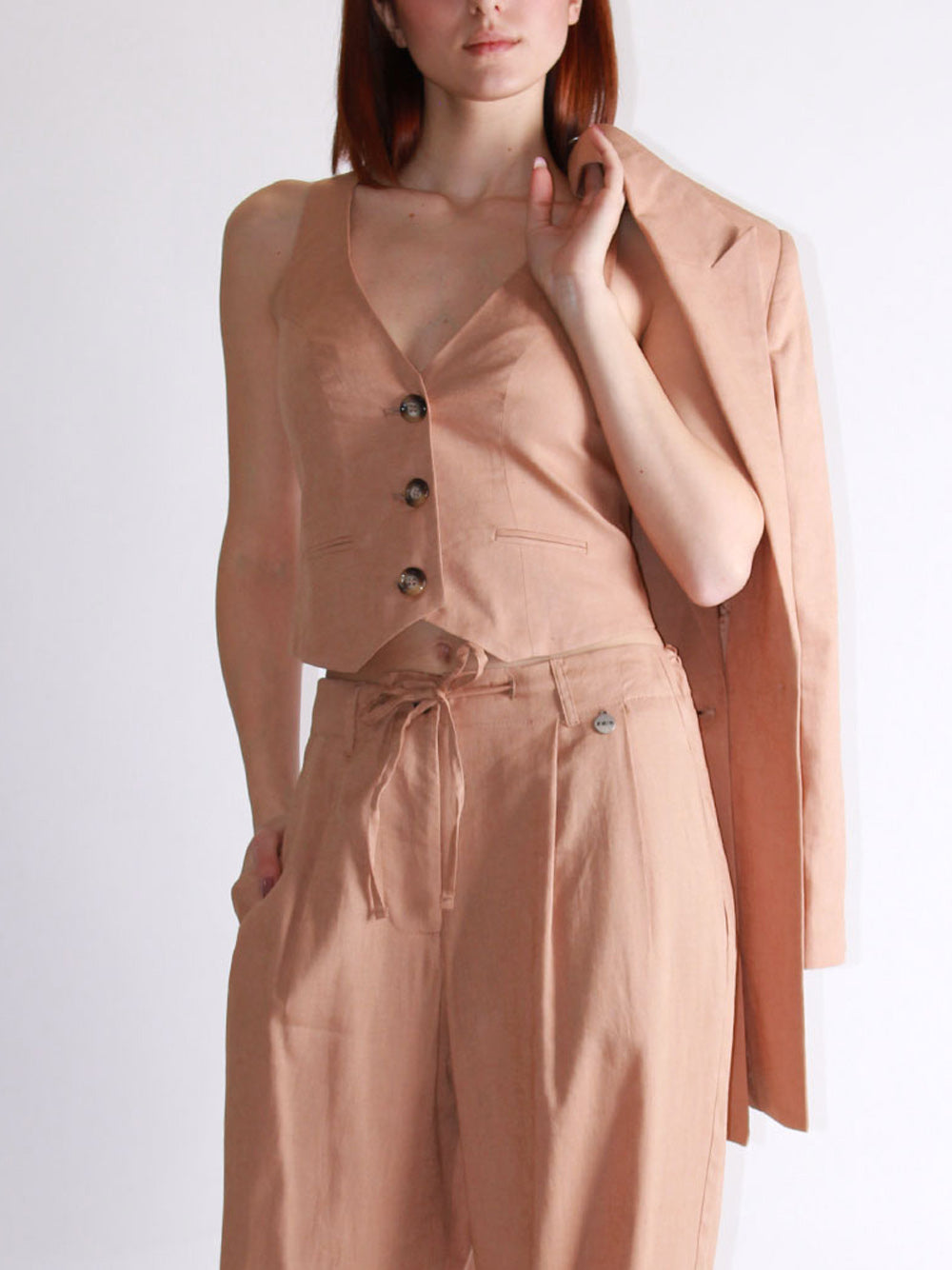 Gilet Lino - Cammello — 3