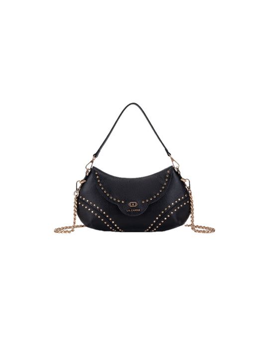 Frivolous Med. Shoulder Bag Tumbled Leather - Black