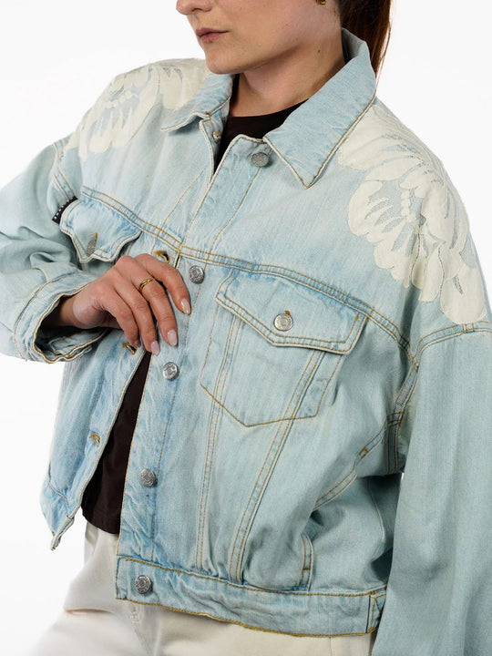 Giubbino Denim Con Pizzo - Denim