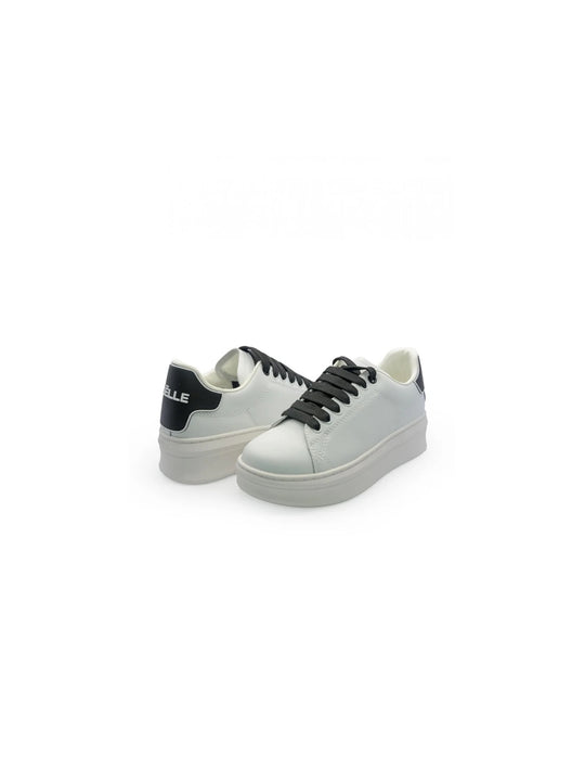 Sneakers Addict In Action Leather Con Rubber Patch - Bianco Nero