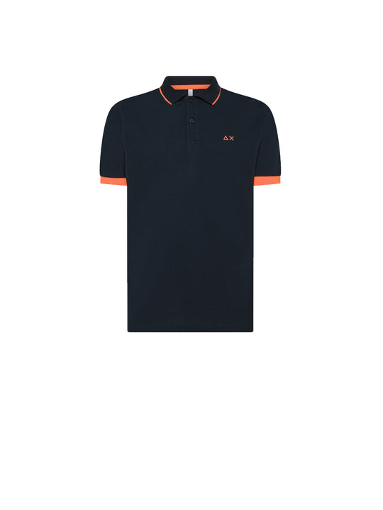 Polo Small Stripe Fluo S/S - Navy Blue