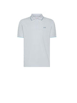 Small Stripe Polo Shirt with Collar, Short Sleeve - White