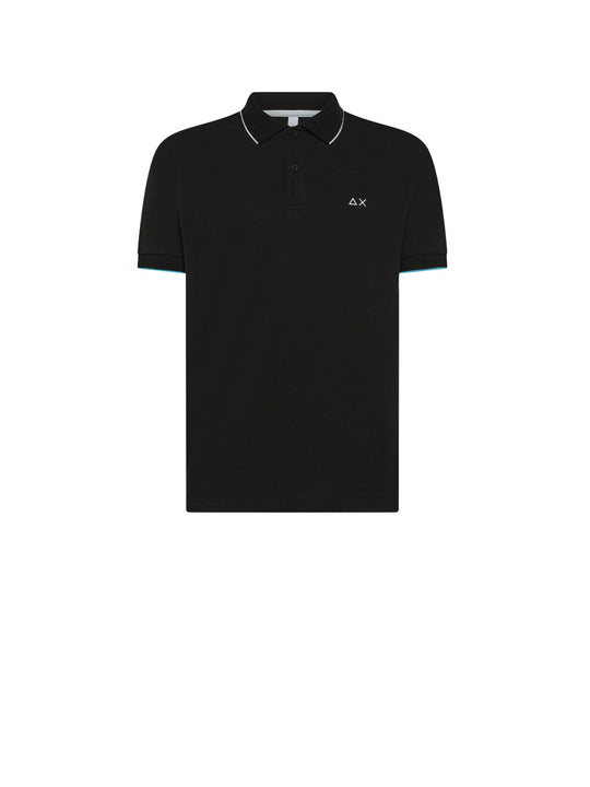 Polo Small Stripes On Collar S/S - Nero