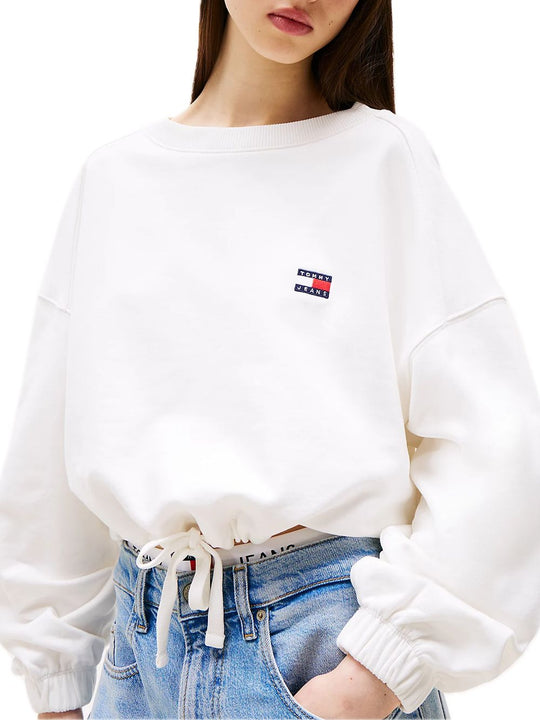 TJW Tie Detail Badge  Crew Ext - Ecru