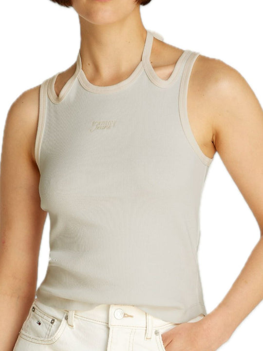TJW Slim Gmd Script Tank Top - Ancient White