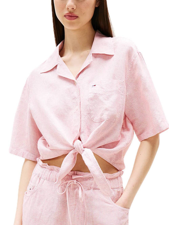 TJW CRP Linen SS Shirt - Precious Pink/Stripe