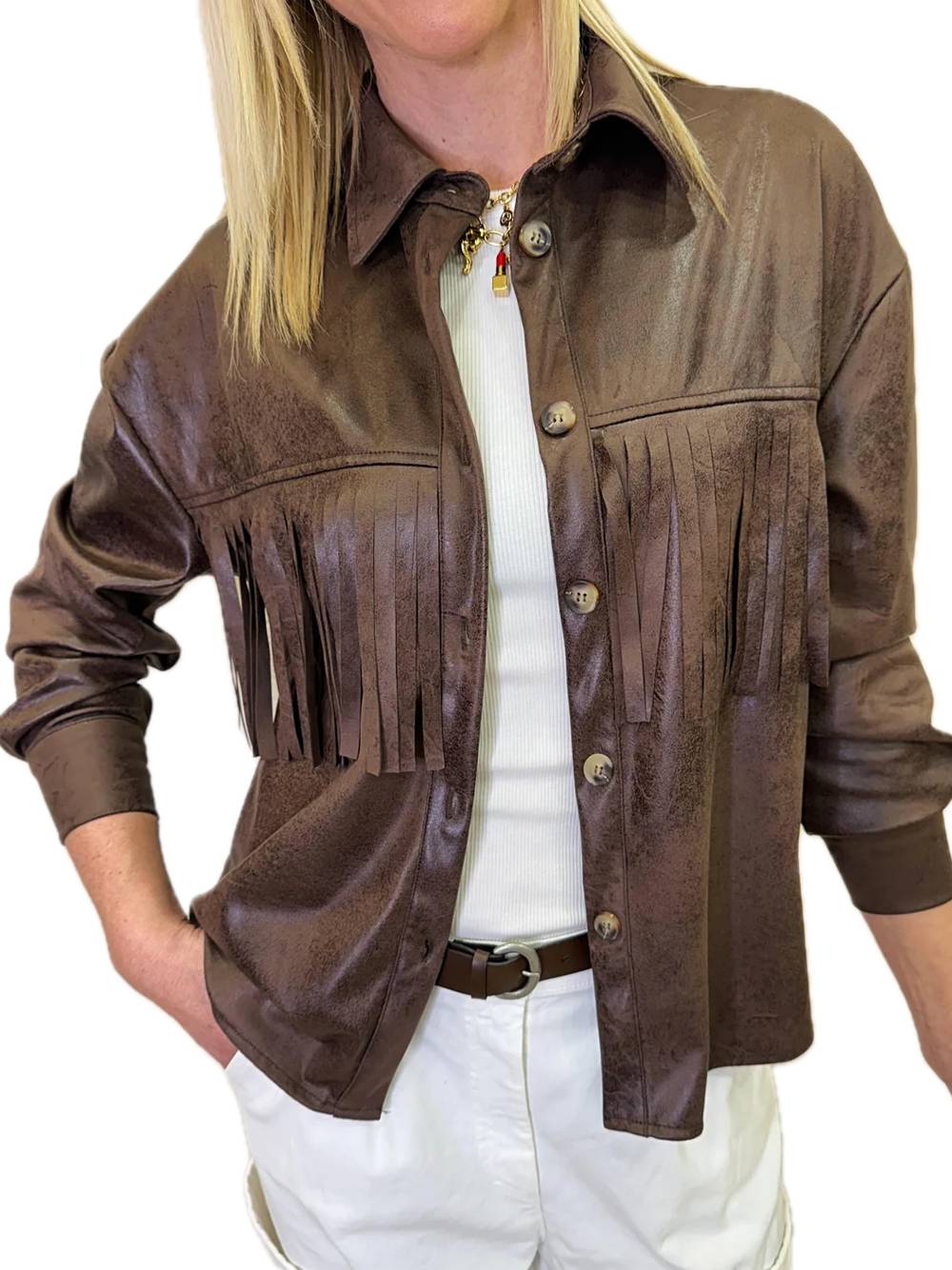 Vicolo Top Giacca Frangia Moro Marrone Donna » Chemise Imola