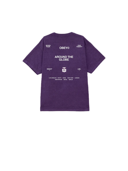 Obey Around The Globe Tee - Pigment Imperial Purple