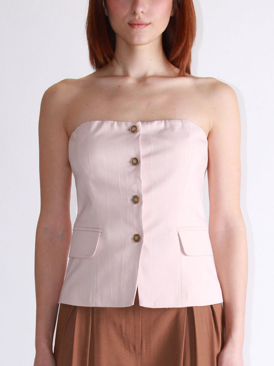 Top Bustier Gessato - Cipria