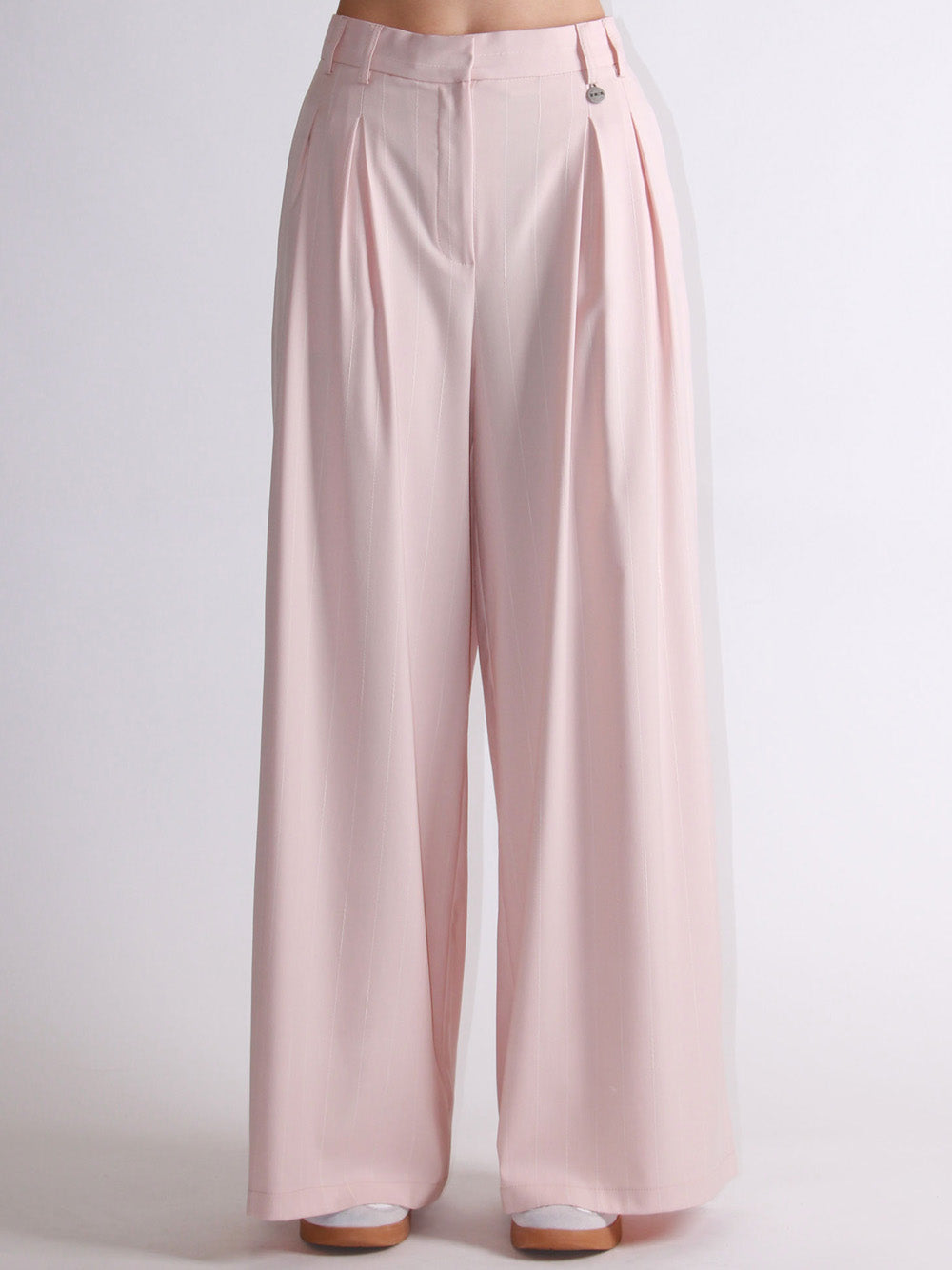 Pantalone Pinces Gessato - Cipria — 1