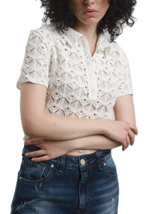 Polo Crochet - Bianco