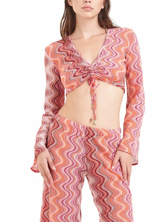 Crop Top In Maglia Crochet - Fluid Rosa