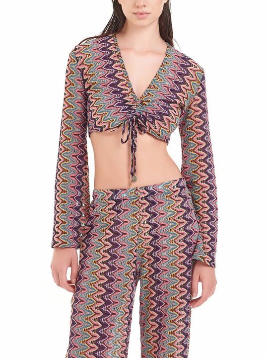 Crop Top In Maglia Crochet - Zig Zag