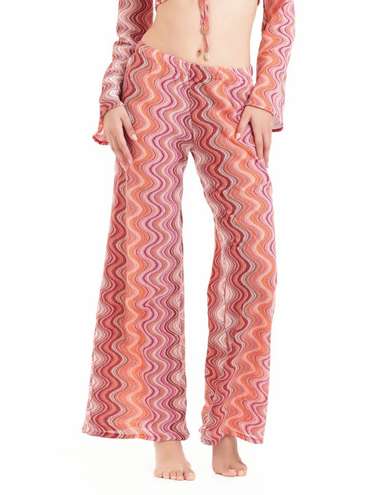Pantalone In Maglia Crochet - Fluid Rosa