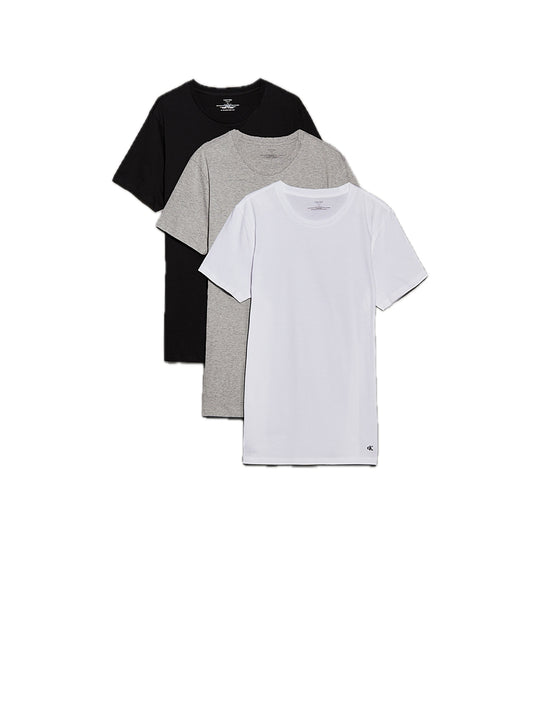 S/S Crew Neck 3Pack - Black/White/Grey Heather