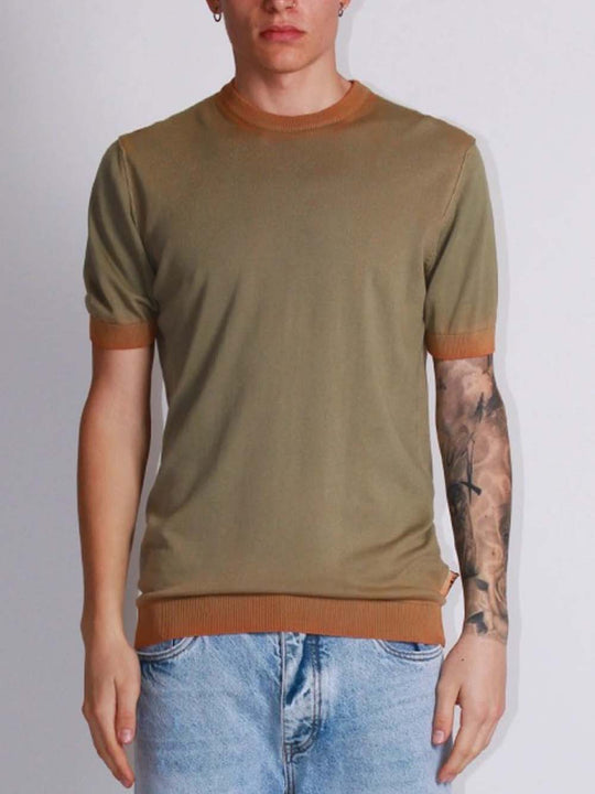 Girocollo M/M Doppia Tintura - Militatre/Arancione