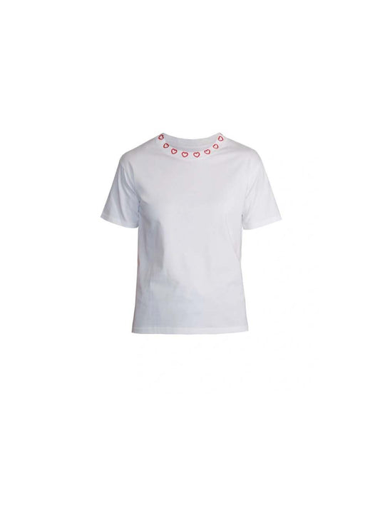 T-shirt Ricamo Cuori - Rosso