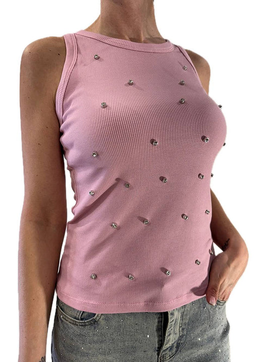 Canotta Strass - Rosa