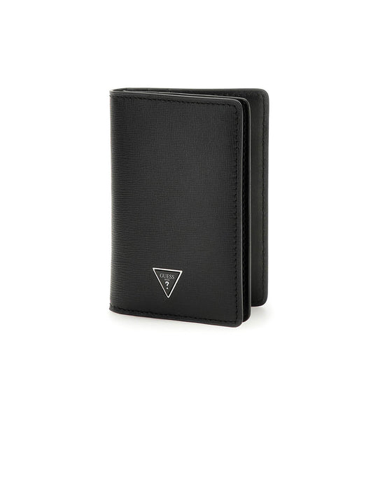 Madrid Flat Card Holder W Flap - Black