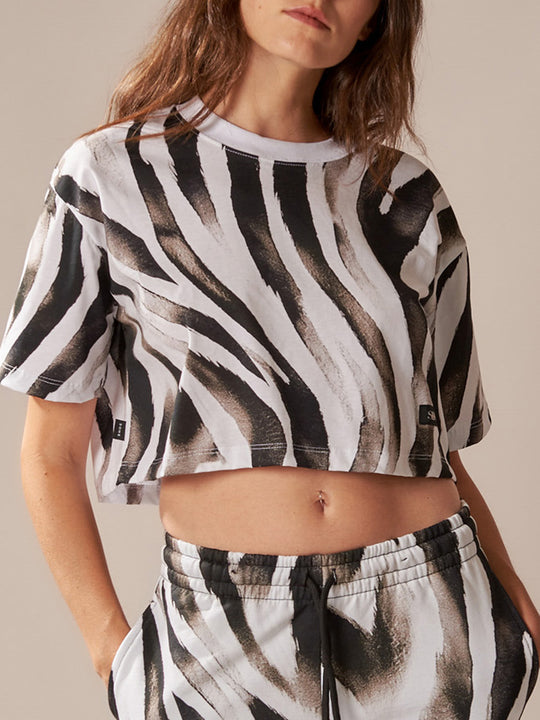 T-Shirt Manica Corta Crop Fantasia - Waves