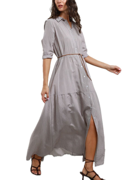 Chemisier Righe Cotone - Moro