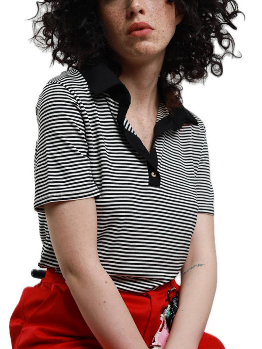 Maglia Polo Meza Manica Righe - Nero