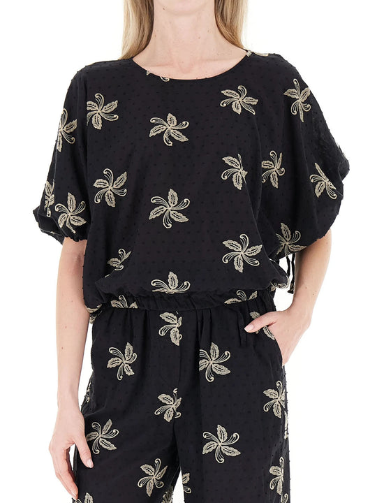 Top Camicia Ricamata - Nero
