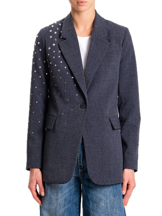 Giacca Con Strass - Grigio Melange
