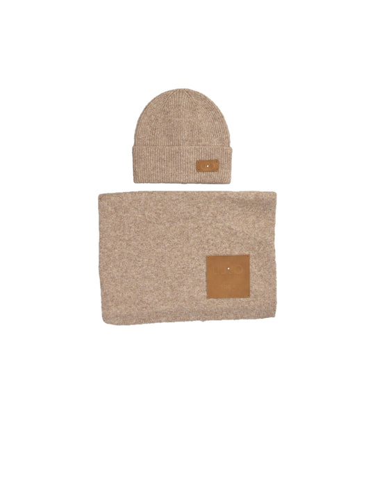 Set Beanie/Sciarpa Con Tag - Desert Taupe