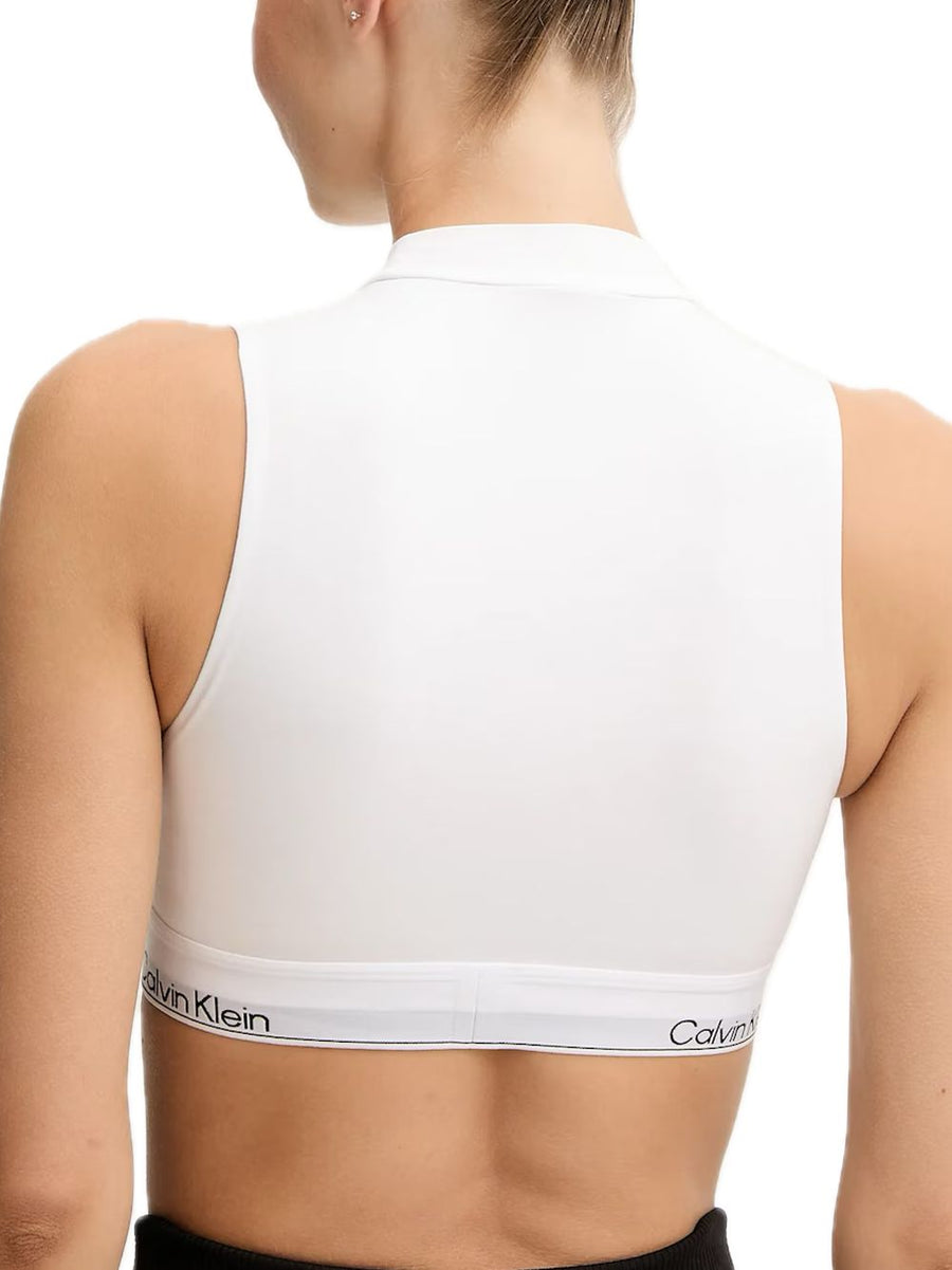 Lightly Lined Mockneck Bralette - White — 2