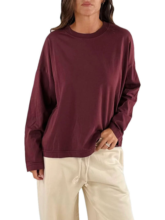 T-shirt M/Lunga Logo Retro - Bordeaux