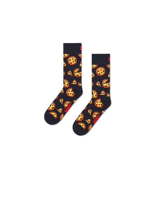 Pixelated Pizza Socks - Black