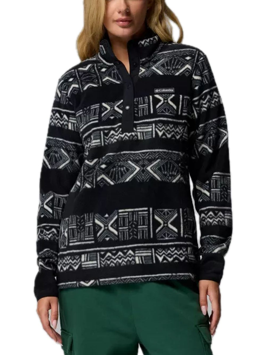 Pile stampato con abbottonatura a metà lunghezza Benton Springs™ da donna - Black Deschutes Days