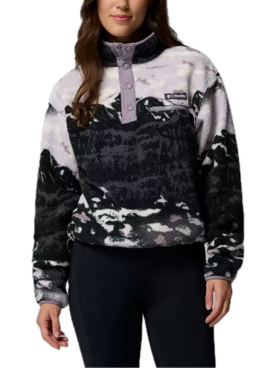 Pile cropped stampato con abbottonatura corta a pressione Helvetia™ II da donna - Shale Purple Sisters