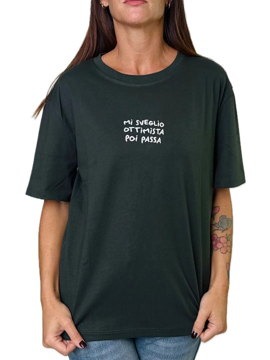 T-shirt Cotone Ricamo - Militare