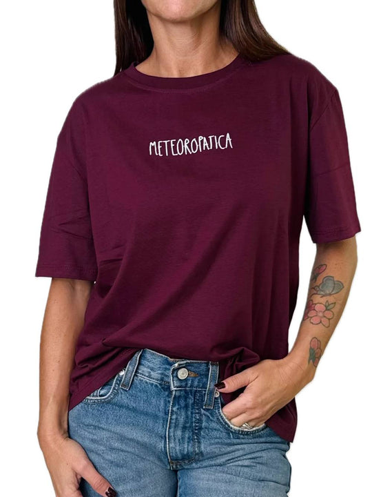 T-shirt Cotone Ricamo - Bordeaux