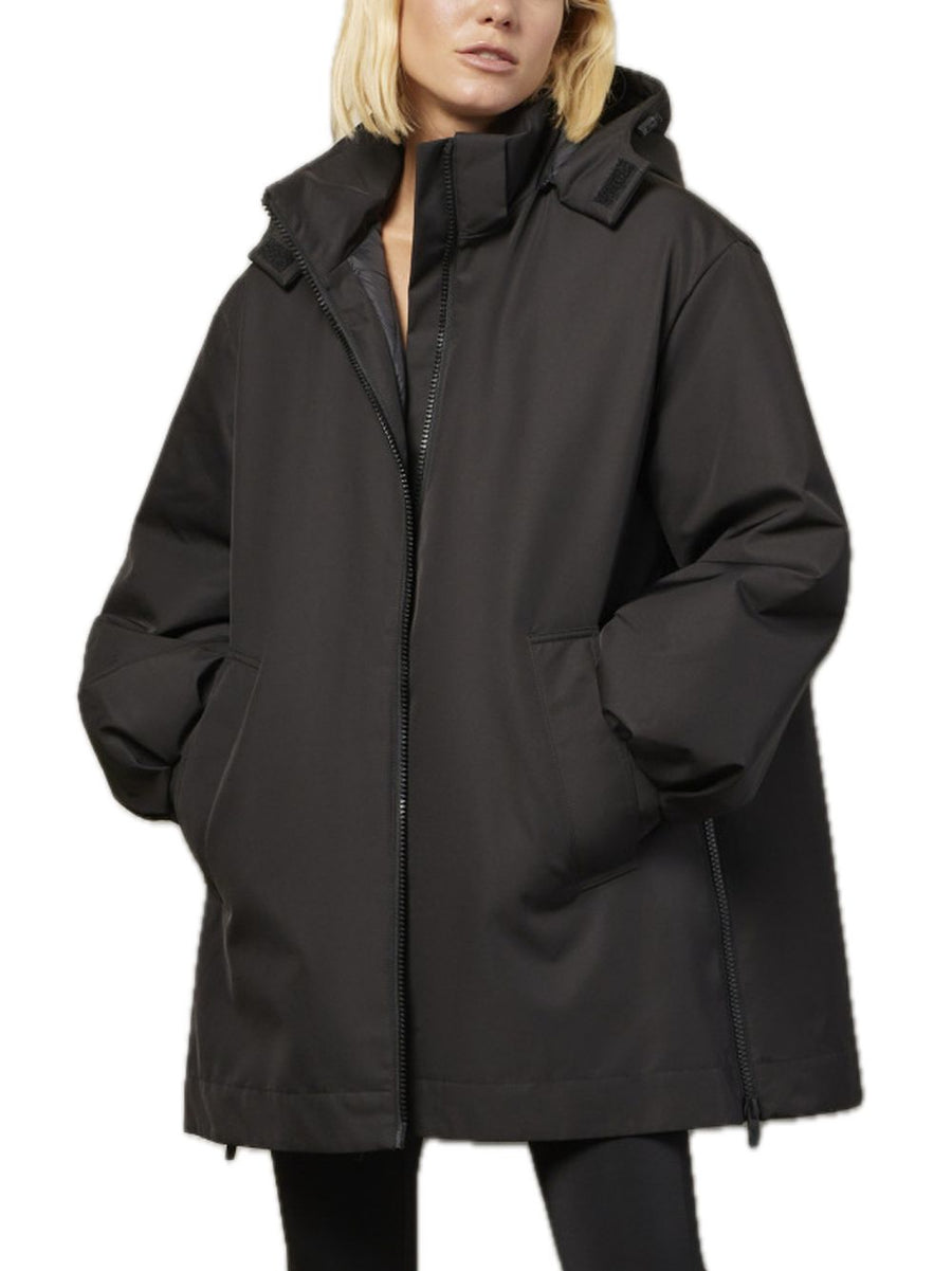 Mch Fcf Wmn Essy Padded Long Rainjkt - Black
