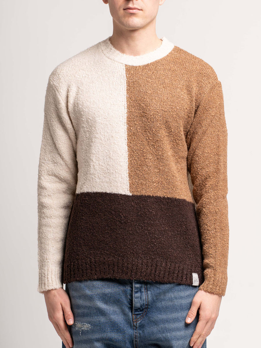 Bouclé Colour-Block Sweater - Ecru
