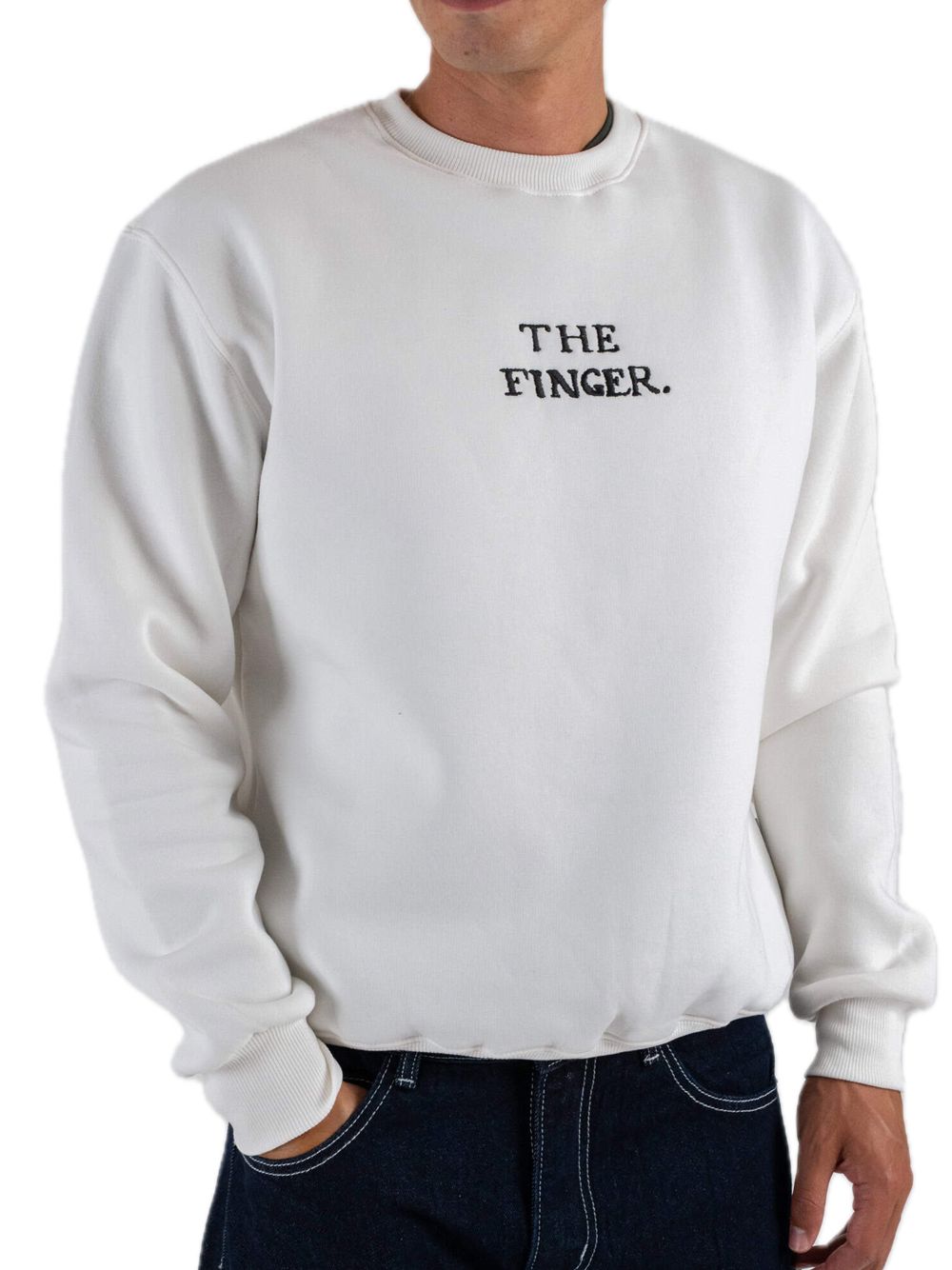 The Finger Crewneck Sweatshirt - Cream — 1
