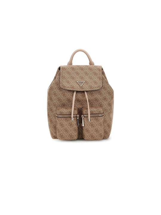 Manhattan II Flap Backpack - Latte Logo