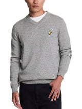 Cotton Merino V Neck Jumper - Mi Grey Marl