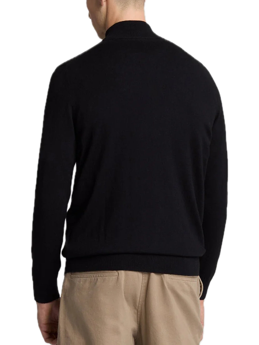 Cotton Merino Quarter Zip Jumper - Jet Black — 2