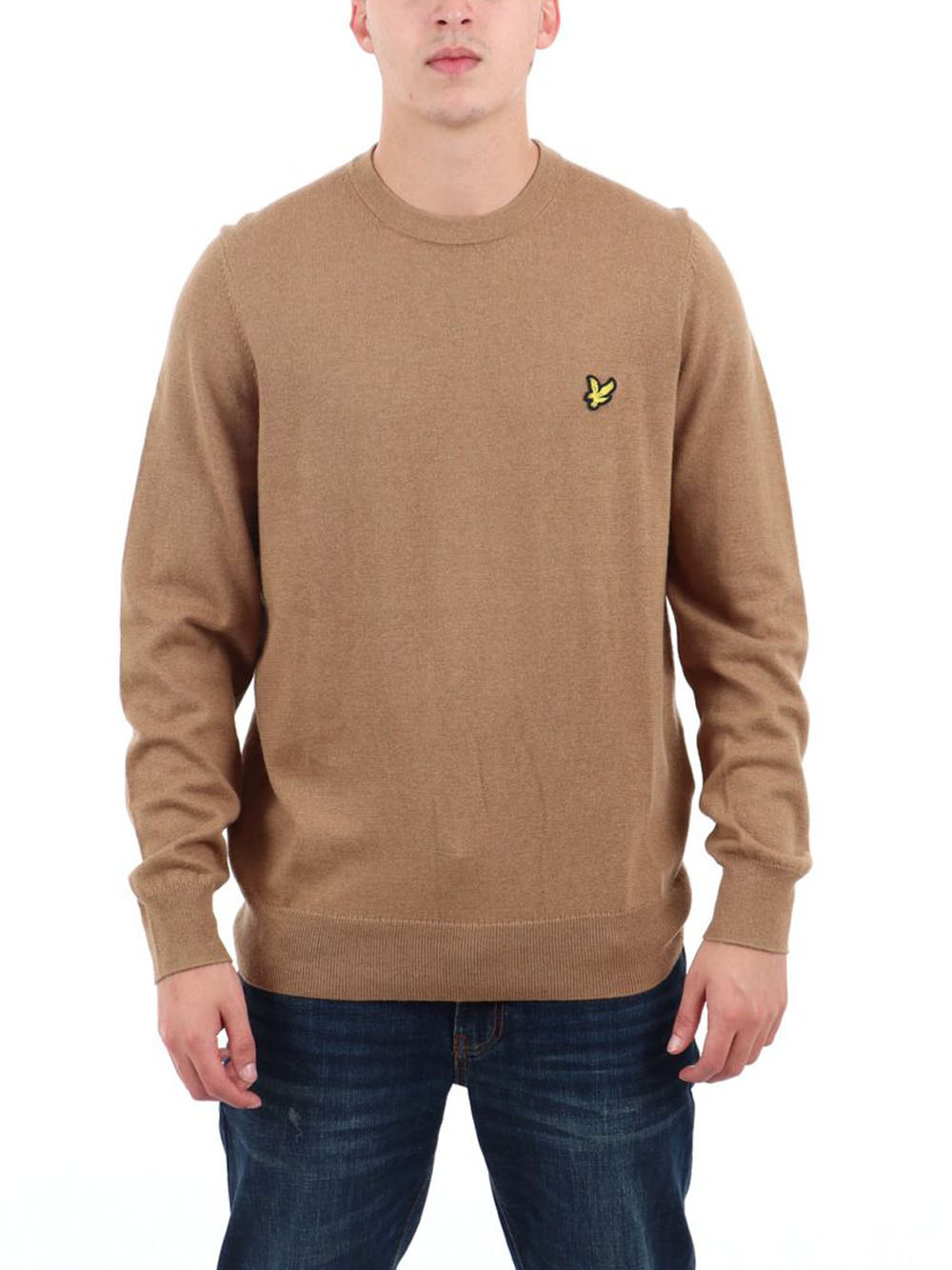 Cotton Merino Crew Neck Jumper - Tigers Eye — 1
