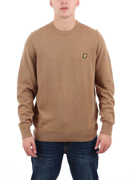 Cotton Merino Crew Neck Jumper - Tigers Eye