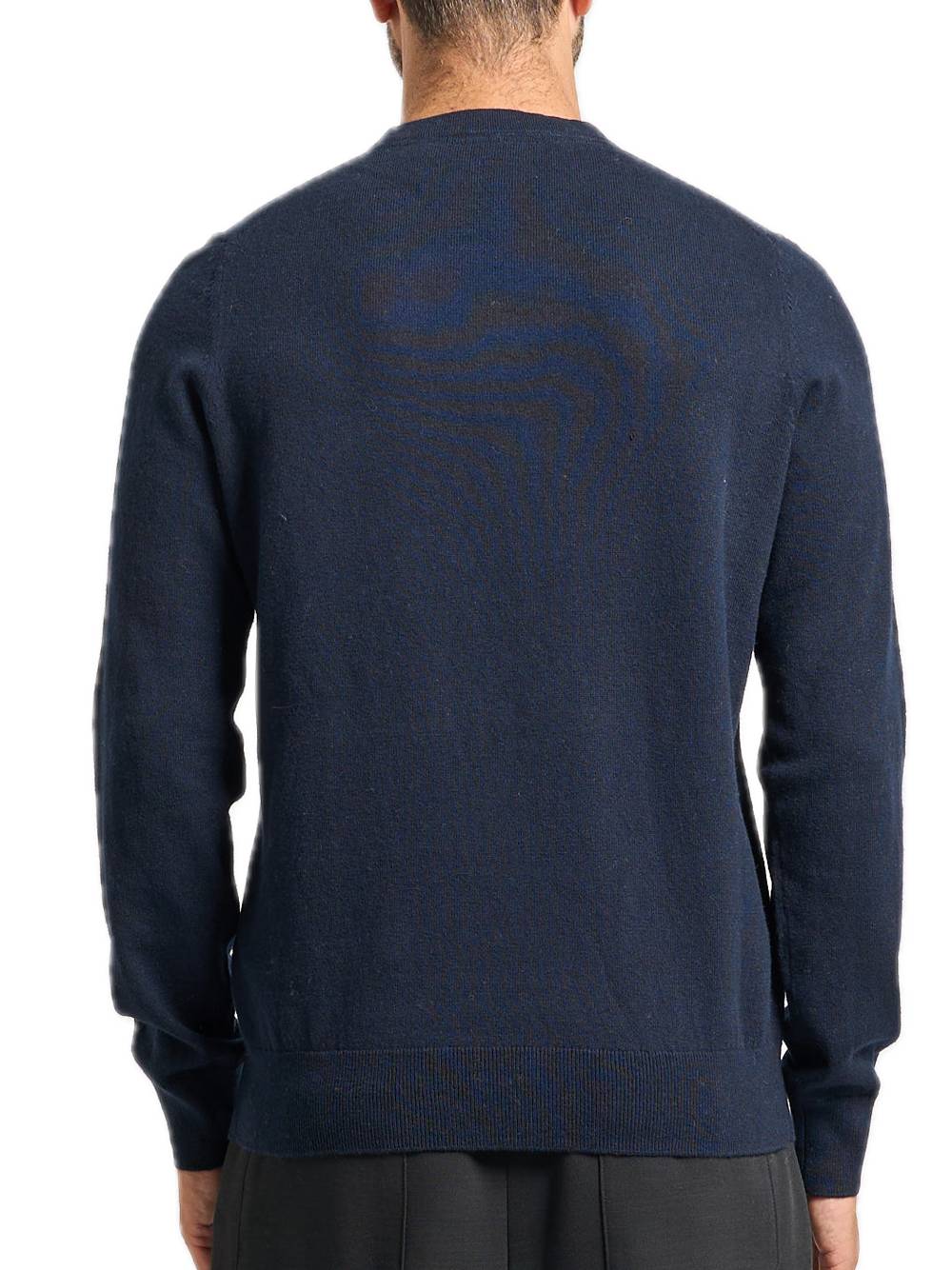 Maglione a girocollo in cotone e lana merino - Blu navy scuro — 2