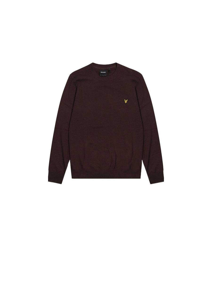 Cotton Merino Crew Neck Jumper - Espresso