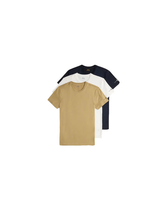 S/s Crew 3 Pack Undershirt - White Khaki Navy